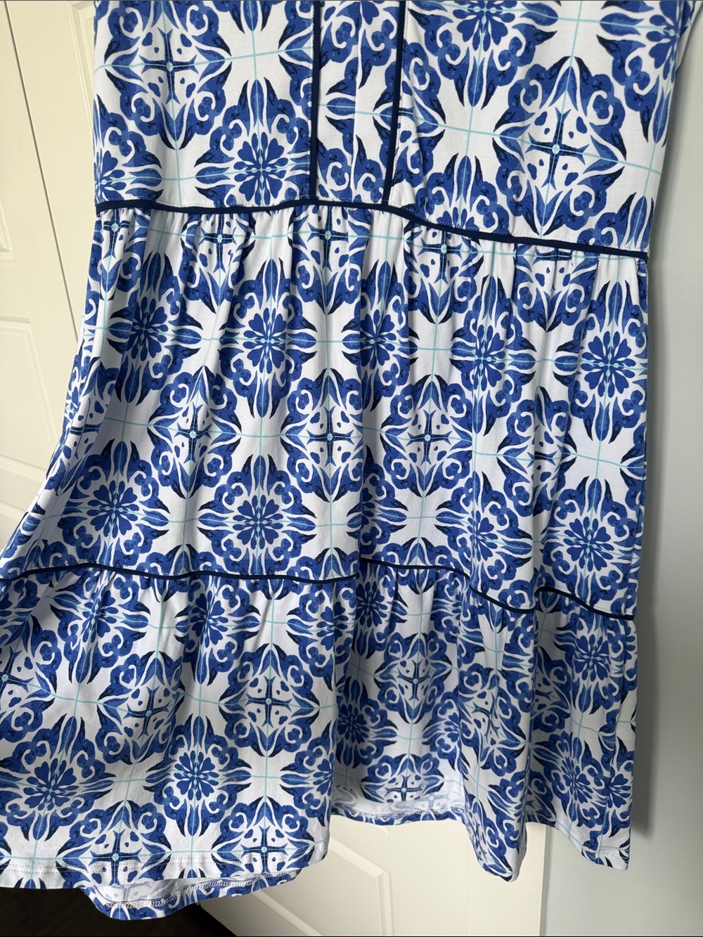 Duffield Lane Blue and White Tile-Print Robin Dress - Sz Small (NWT) - Picture 5 of 5